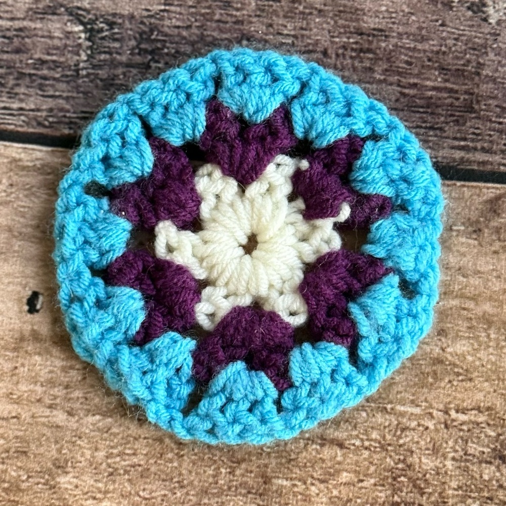 Handmade Blue and Purple Crochet Coaster
